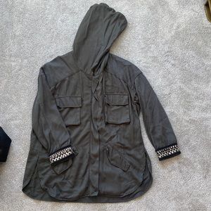 Army green zip up jacket by the Kooples